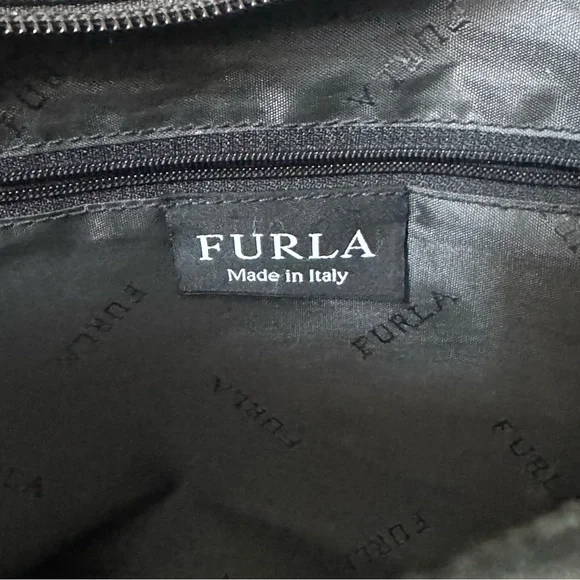 Furla Elegant Black and Red Leather Handbag